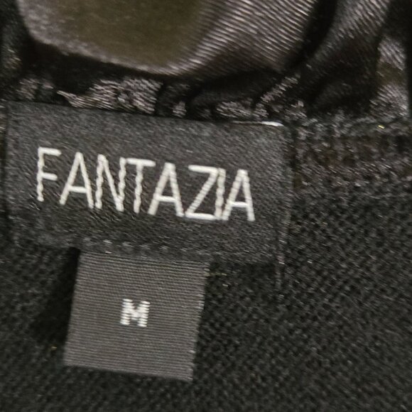 Fantazia Unique Mixed Media Long Line Exposed Zip Cardigan Sweater Size M - Picture 8 of 9